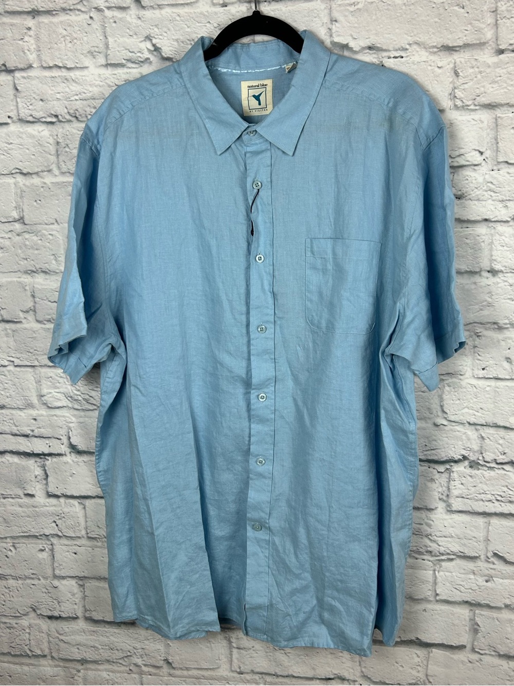 NWT Natural Blue by Visitor 100% Linen Shirt XXL Light Blue Button Front